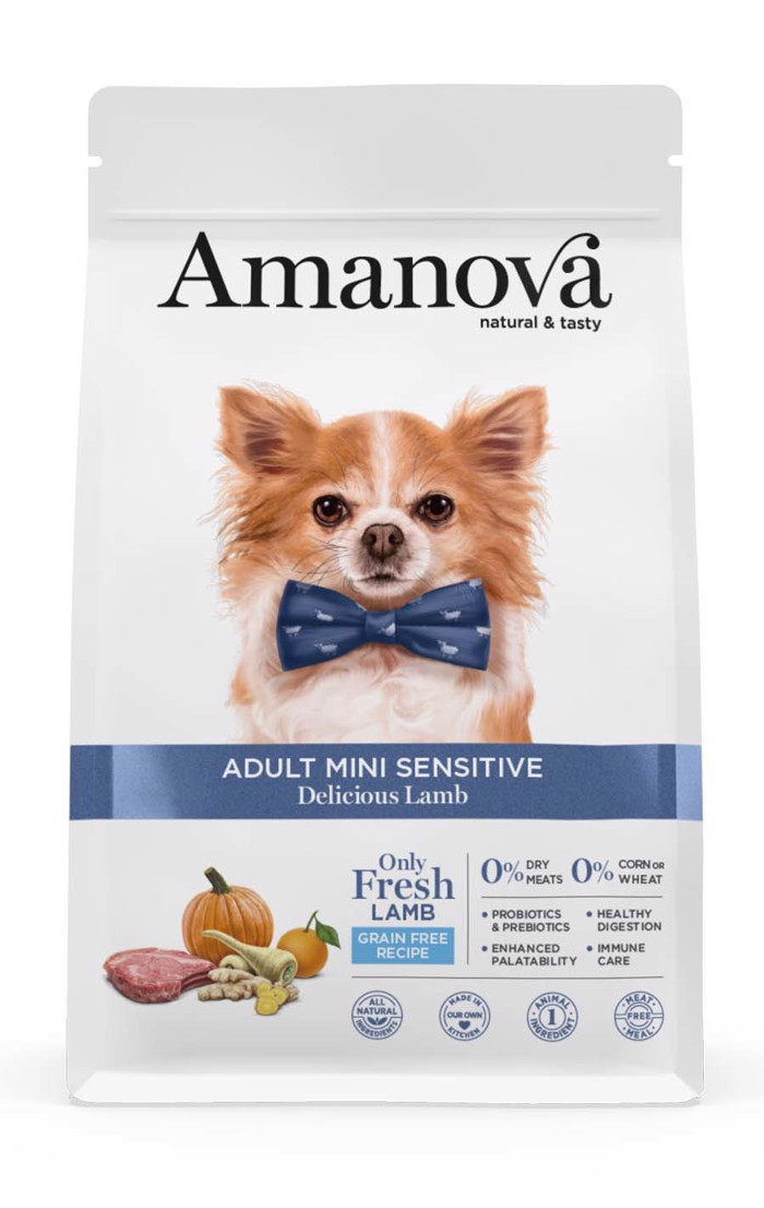 Amanova Adult Mini Sensitive Delicious Lamb Grain Free Xira Trofi xoris Sitira ga Enilikous Skulous Mikrosomon Fulon me Arni 2kg 